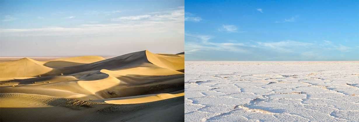 Isfahan province salt lake sand dunes on shiraz road
